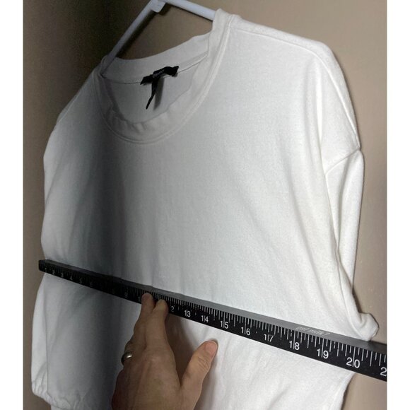 Forever 21 Cotton White Top Crop Drawstring Hem Casual Layering Gym Womens S - Picture 4 of 7